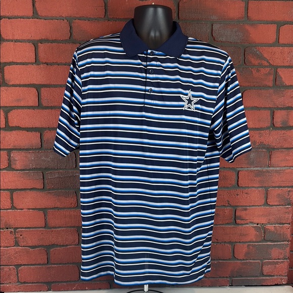 Dallas Cowboys Authenetic‎ Men's Polo Stripped Large - Picture 1 of 6